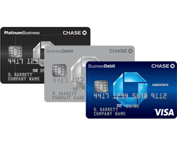 Chase Business Associate Debit Cards. Blue card, Silver card, Black card