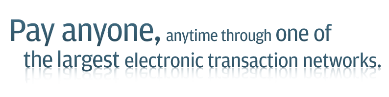 Pay anyone, anytime through one of the largest electronic transaction networks