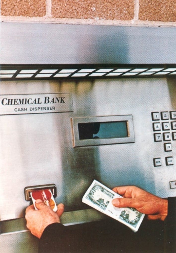 A photo of a Chemical Bank prototype cash dispensing machine