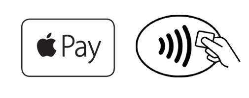 Apple pay logo and contactless reader symbol