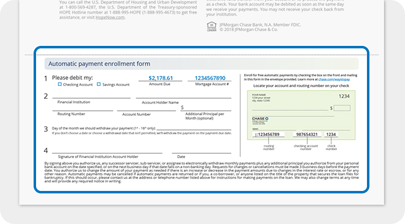 Un ejemplo de cuenta con el formulario de inscripción en pagos automáticos destacado.