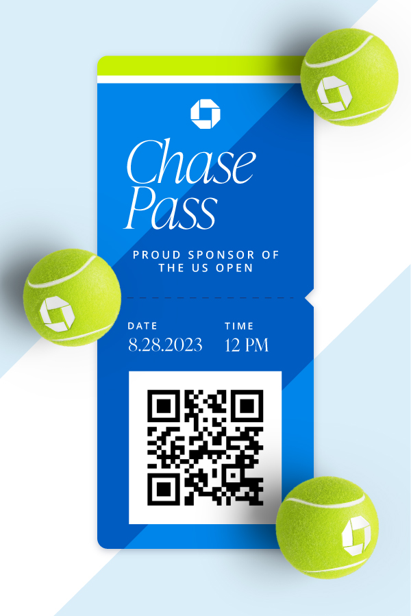 Chase Pass - Proud sponsor of the US open August 28, 2023 12pm, QR code