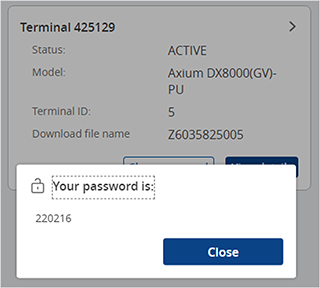 Screenshot of device dashboard with device password on screen after selecting show password
