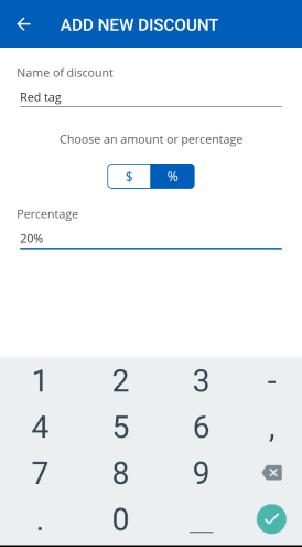Screenshot of adding a discount option