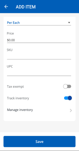 Screenshot of the catalog item editor
