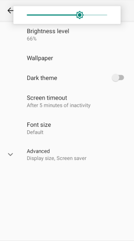 Screenshot of the brightness settings controls