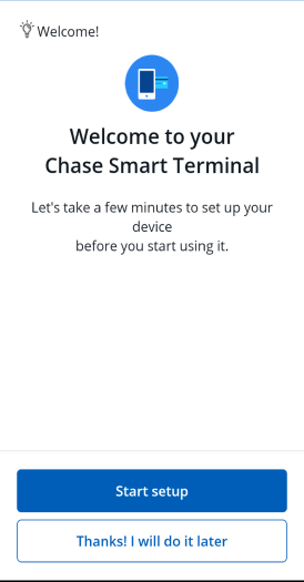 Screenshot of Chase POS Terminal initial config setup