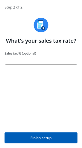 Screenshot of basic tax setup