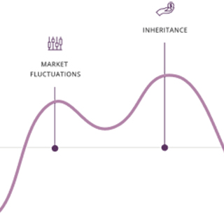 Graph with certain life events, such as inheritance