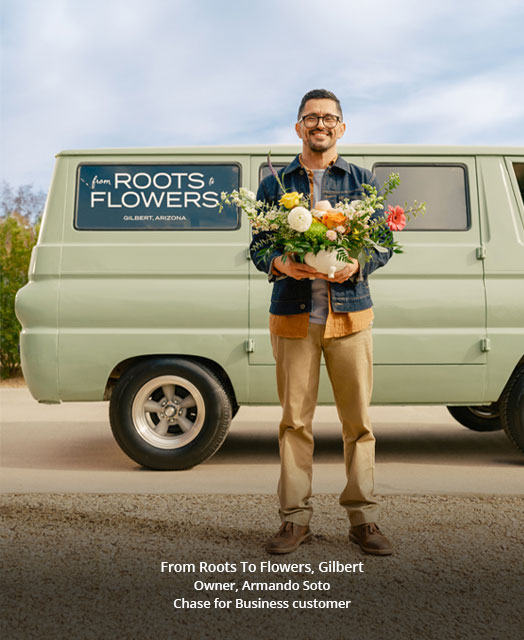From Roots To Flowers, Gilbert Owner, Armando Soto, Chase for Business customer