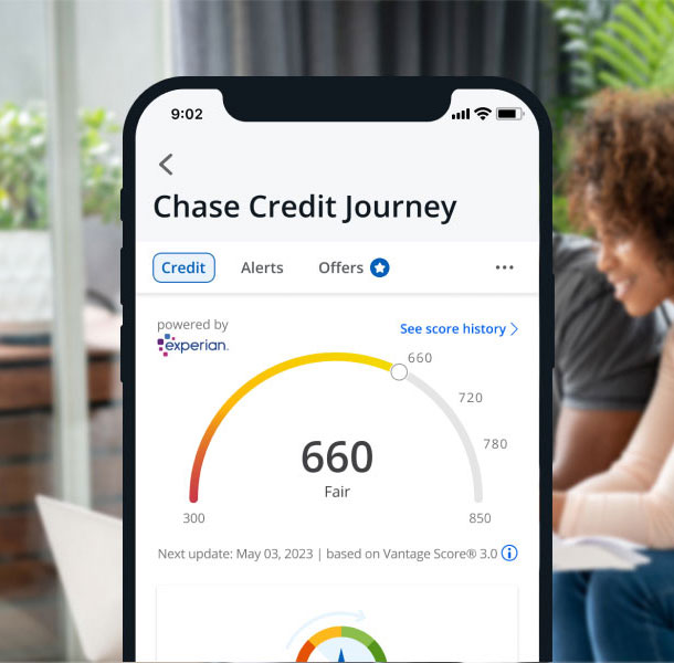Screen shot of chase credit journey on mobile app