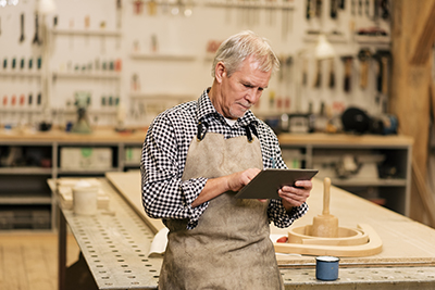 carpenter on mobile tablet device