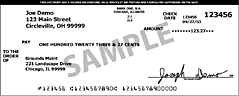 Sample front of check