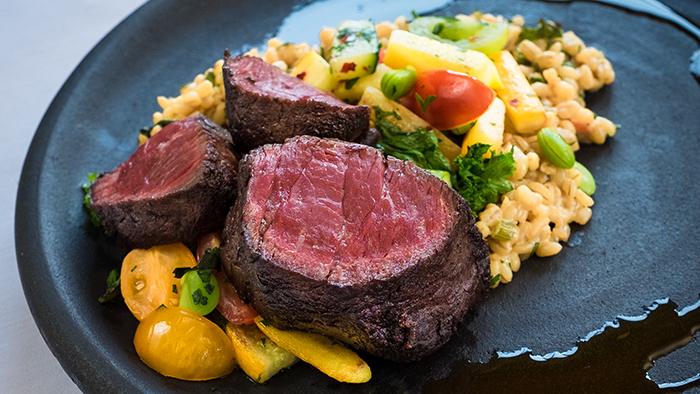 Going afield beef served in a plate