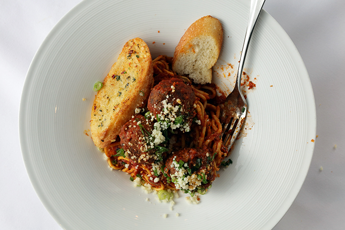 Sapphire Six: Park City travel guide top view of spaghetti & meat ball dish