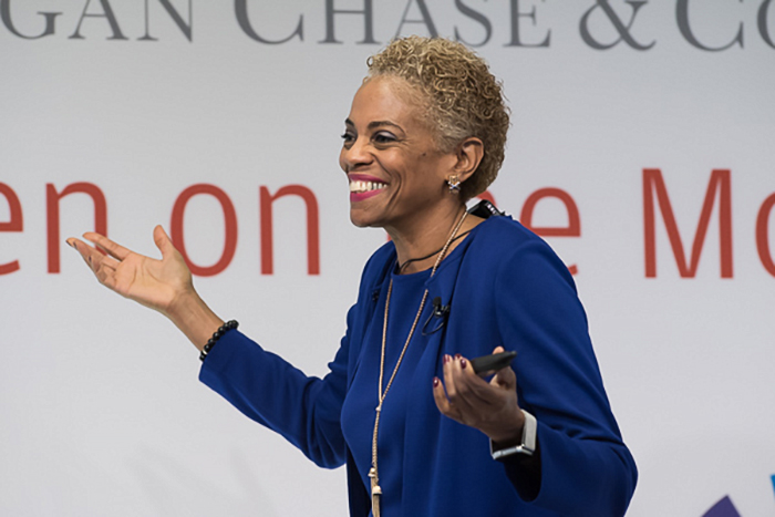 Leadership lessons from inspiring women African American middle-aged woman at podium
