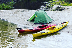 No phones allowed canoe and tent at camp site