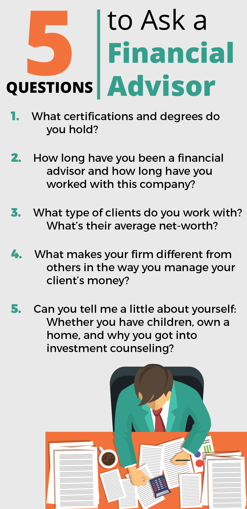 5 Questions to Ask a Financial Advisor Infographic: 5 Questions to Ask a Financial Advisor