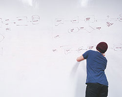 You've lost creativity. Man writing on a board.
