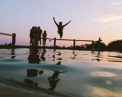 You don't celebrate success. Man jumping in the water.