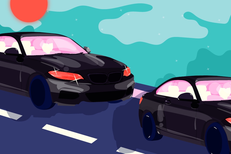 Conde Nast Auto Series: Story 6 (The Economics of a Hybrid) illustration of two cars