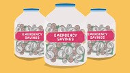 Plan for the Unexpected illustration of savings in bottles