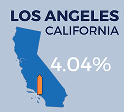 Los Angeles Los Angeles, CA map - spending growth 4.04%