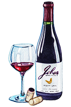 Everyday Biodynamic Wine Illustration of wine bottle and glass