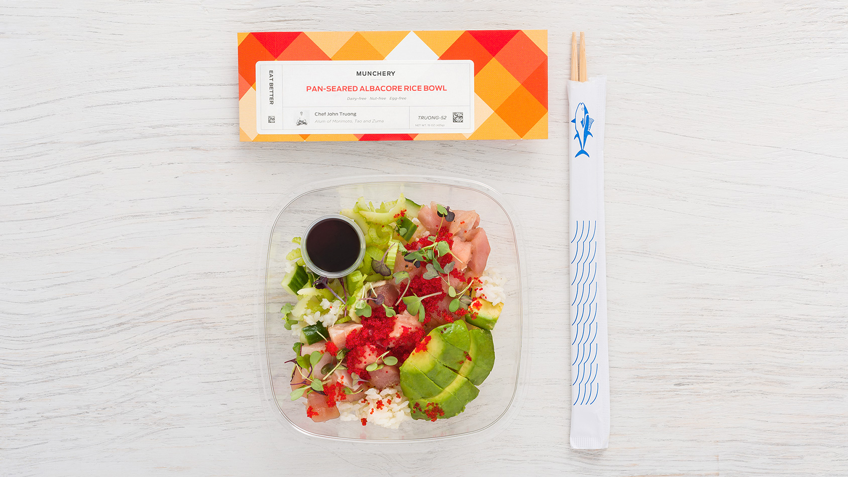 Munchery Food and chopstick on table