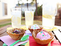 Ice-cream Social Ice cream bowls and drinks on table