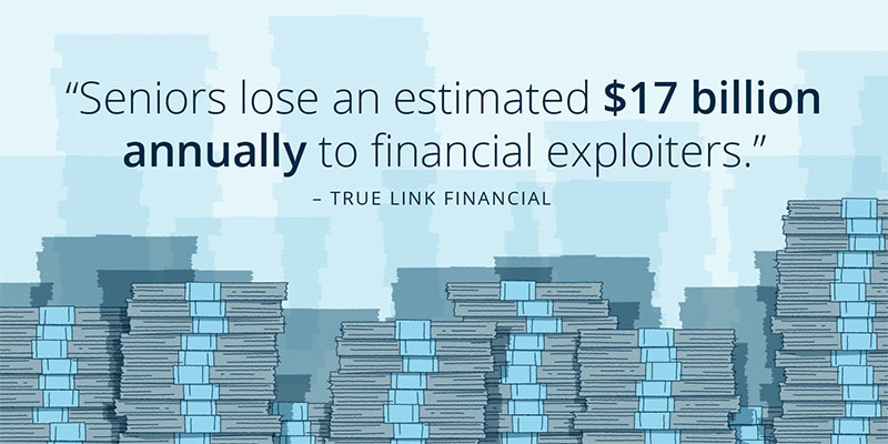 5 ways to prevent—and handle—elder financial abuse Infographic: “Seniors lose an estimated $17 billion annually to financial exploiters.” TRUE LINK FINANCIAL