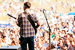 Hinterland Music Festival in St. Charles, Iowa Musician on a stage