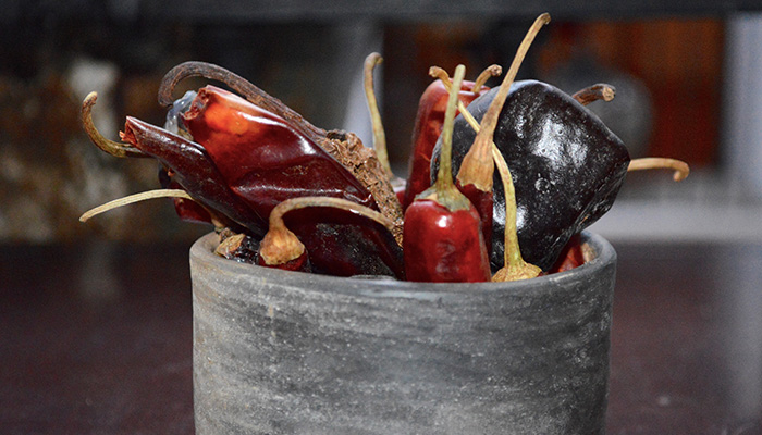 Oaxaca's Top Chef Rodolfo Castellanos Different chilis in a pot