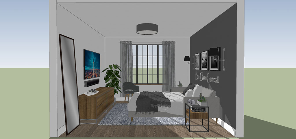Guest room Illustration of modern guest room