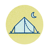 Camp in their backyard tent icon