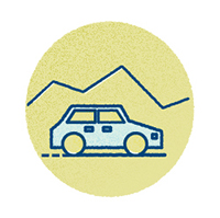 Drive to birthday parties at parks car icon