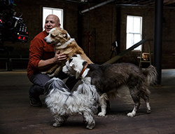 Joel Silverman with dogs Joel Silverman with dogs