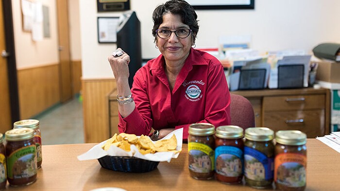 Arian Gonzalez Arian Gonzalez with her spicy hot chili and salsa products