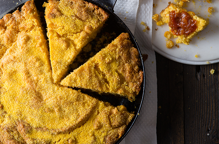 2018 Food Trends closeup of cornbread pie