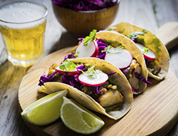 Street Food tacos and drink on a table