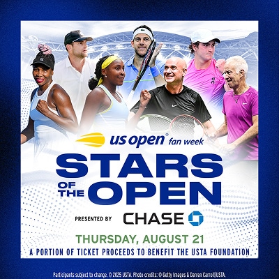 stars of the open presented by Chase;  participants subject to change