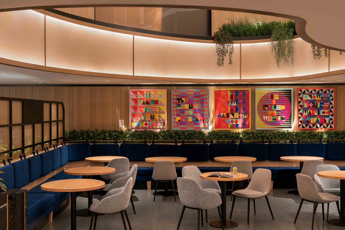 tables and booths in lounge