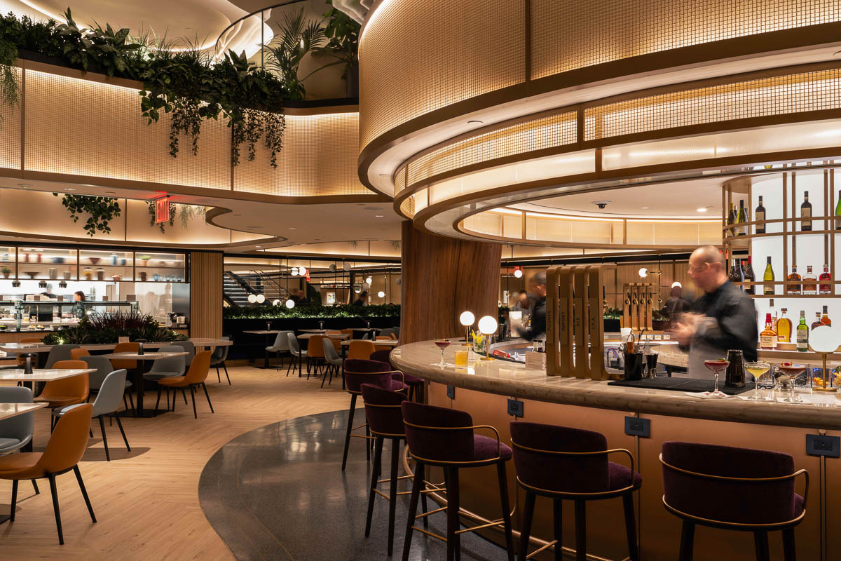 a view of the bar in the lounge