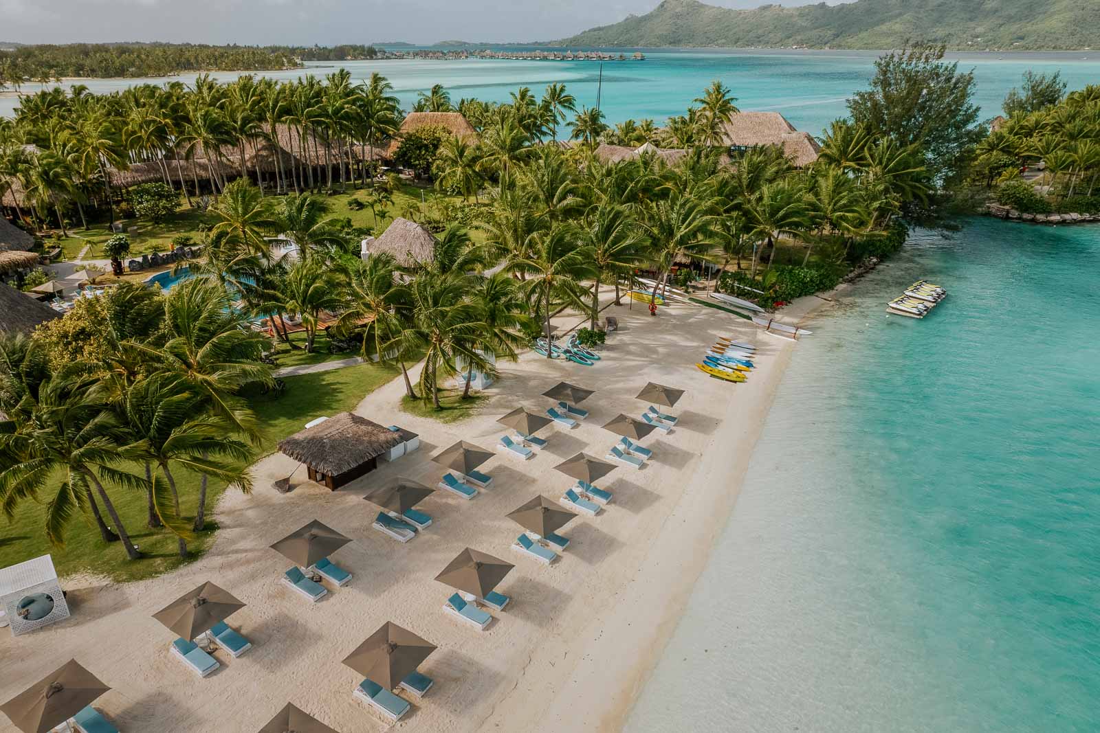 Lounger chairs on beach