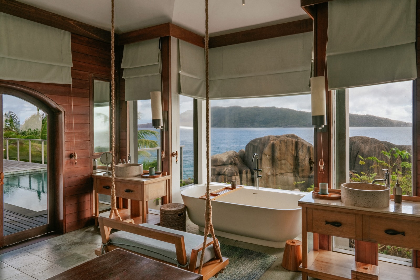 A view of one of the pool deck villas at the Six Senses Spa at the Six Senses Zil Pasyon Hotel.