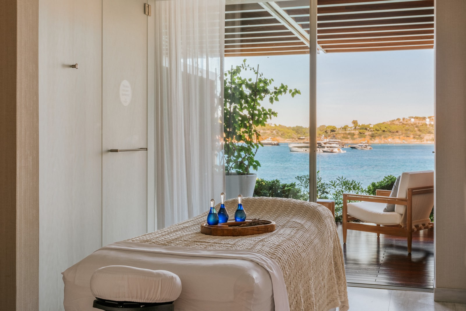 Views of the massage table at the spa at Four Seasons Astir Palace Hotel Athens