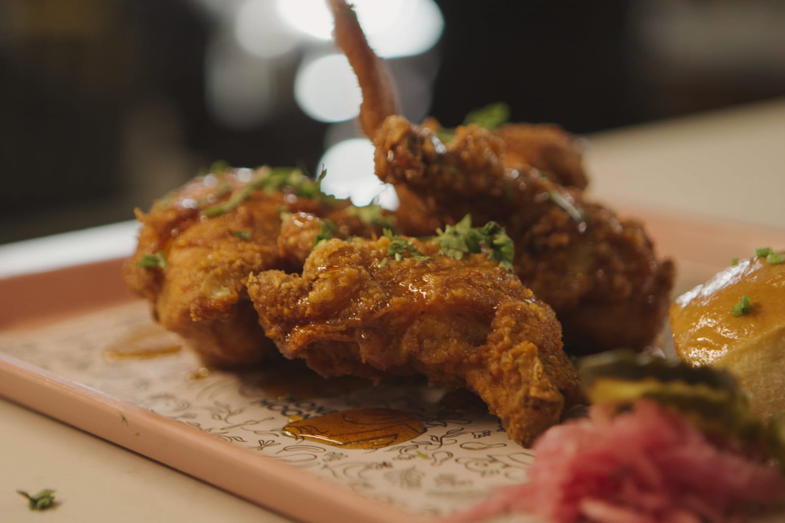 A serving of hot honey fried chicken at Honeymoon Chicken in Washington, D.C.