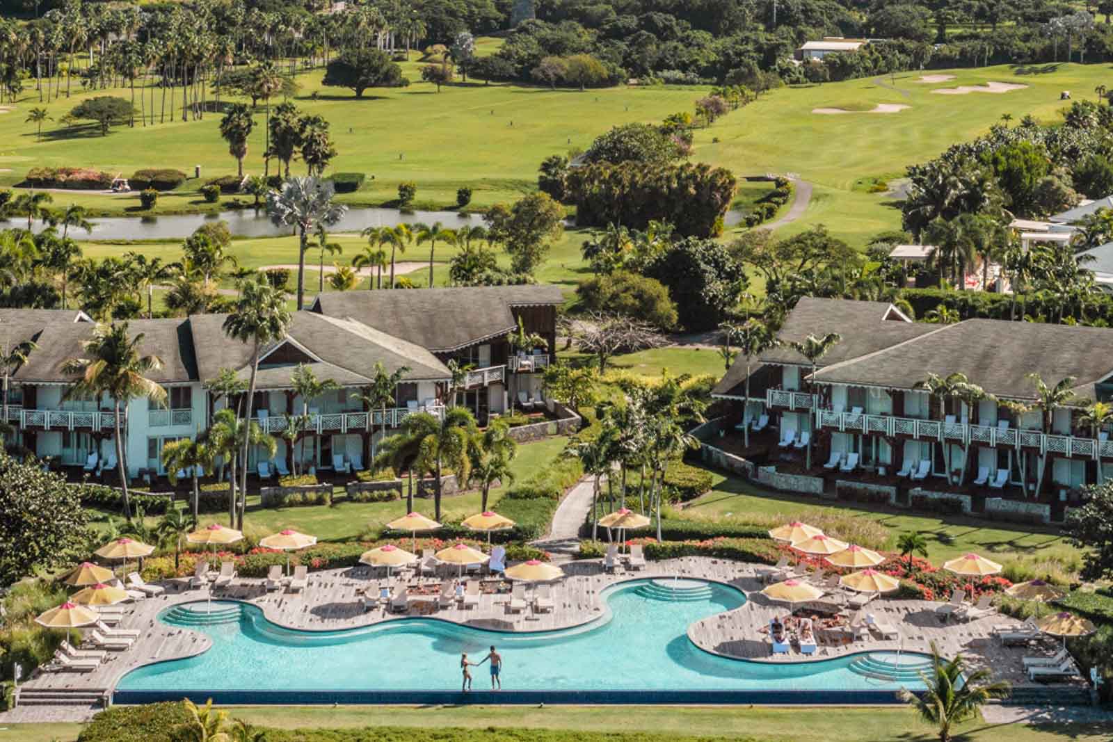 Aerial view of pool at Four Seasons Resort Nevis