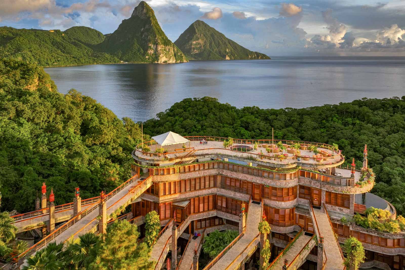 Aerial view of Jade Mountain Resort